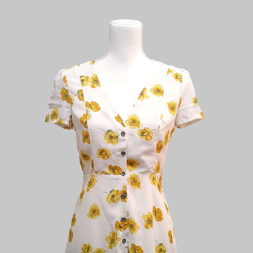 Yellow and White Floral Dress by Re:named